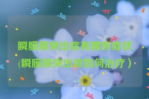 瞬膜腺突出症有哪些症状(瞬膜腺突出症如何治疗)