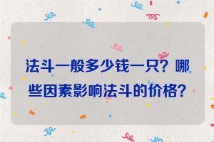 法斗一般多少钱一只？哪些因素影响法斗的价格？