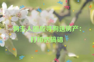 狗主人回应寻狗送房产：打印店搞错