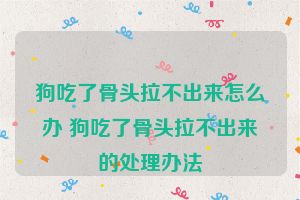 狗吃了骨头拉不出来怎么办 狗吃了骨头拉不出来的处理办法