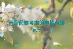 养狗前要考虑的事情有哪些？