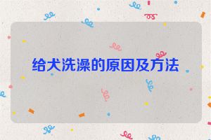 给犬洗澡的原因及方法
