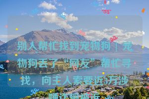 别人帮忙找到宠物狗 | 宠物狗丢了“网友”帮忙寻找,向主人索要近3万涉嫌诈骗被诉