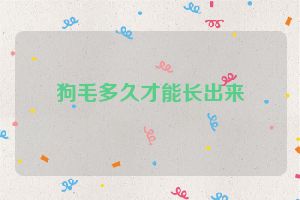 狗毛多久才能长出来