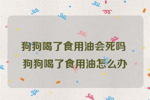 狗狗喝了食用油会死吗 狗狗喝了食用油怎么办
