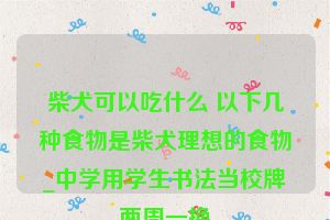 柴犬可以吃什么 以下几种食物是柴犬理想的食物_中学用学生书法当校牌两周一换