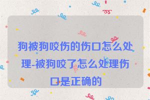 狗被狗咬伤的伤口怎么处理-被狗咬了怎么处理伤口是正确的