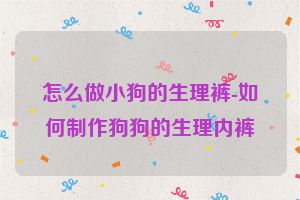 怎么做小狗的生理裤-如何制作狗狗的生理内裤