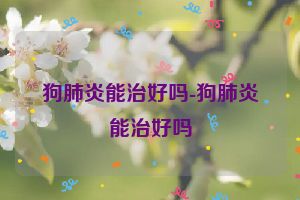 狗肺炎能治好吗-狗肺炎能治好吗