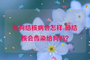 狗狗结核病会怎样-肺结核会传染给狗吗？