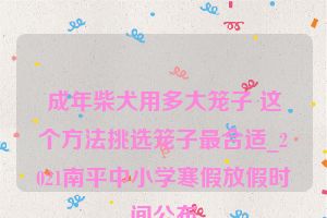 成年柴犬用多大笼子 这个方法挑选笼子最合适_2021南平中小学寒假放假时间公布