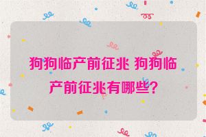 狗狗临产前征兆 狗狗临产前征兆有哪些？