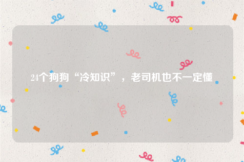 24个狗狗“冷知识”，老司机也不一定懂