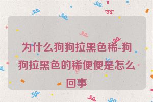 为什么狗狗拉黑色稀-狗狗拉黑色的稀便便是怎么回事