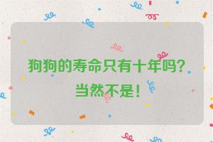 狗狗的寿命只有十年吗？当然不是！