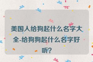 美国人给狗起什么名字大全-给狗狗起什么名字好听？