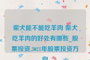 柴犬能不能吃羊肉 柴犬吃羊肉的好处有哪些_股票投资,2021年股票投资方向