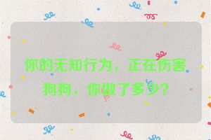 你的无知行为，正在伤害狗狗，你做了多少？