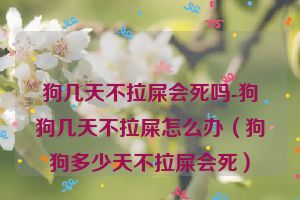 狗几天不拉屎会死吗-狗狗几天不拉屎怎么办（狗狗多少天不拉屎会死）