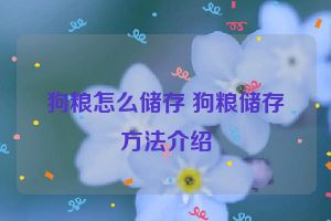 狗粮怎么储存 狗粮储存方法介绍